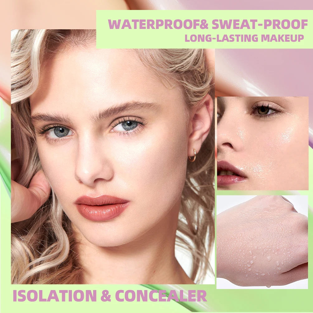 QIBEST Tri-Color Makeup Primer & Concealer Cream – 40g