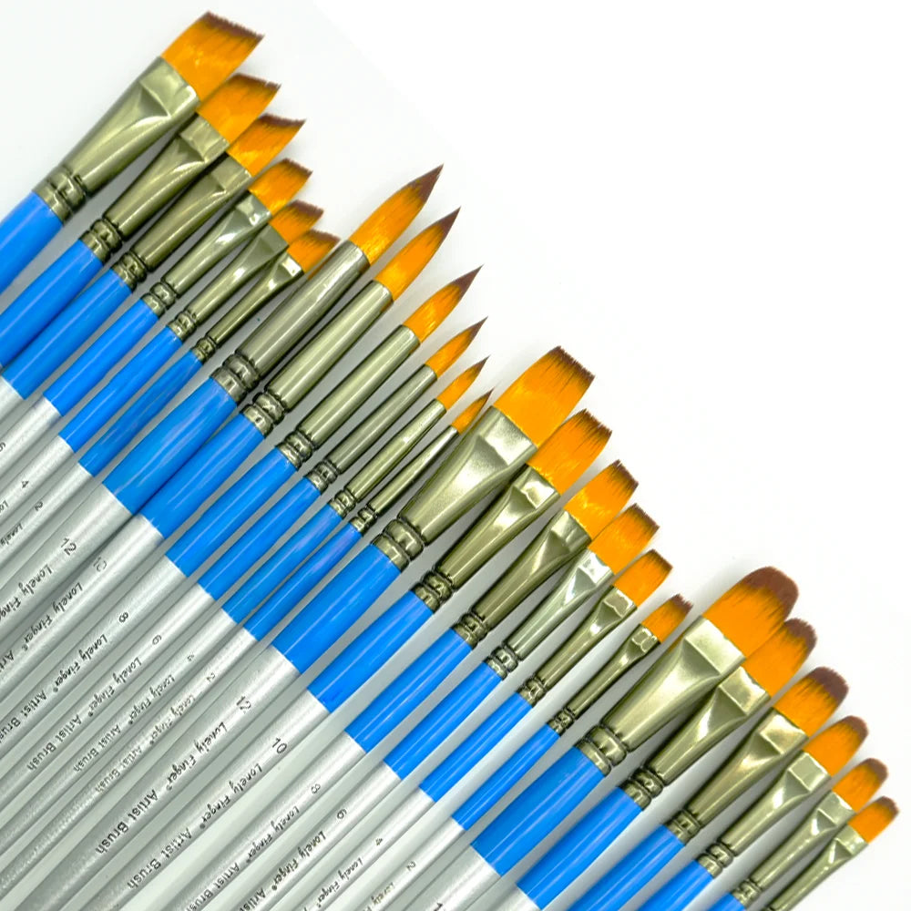 6/24 Paint Brushes Set,Nylon Hair Artist Acrylic Paint Brushes for Acrylic Painting Oil Watercolor,Canvas, Detailing & Rock Pain Oasis Select