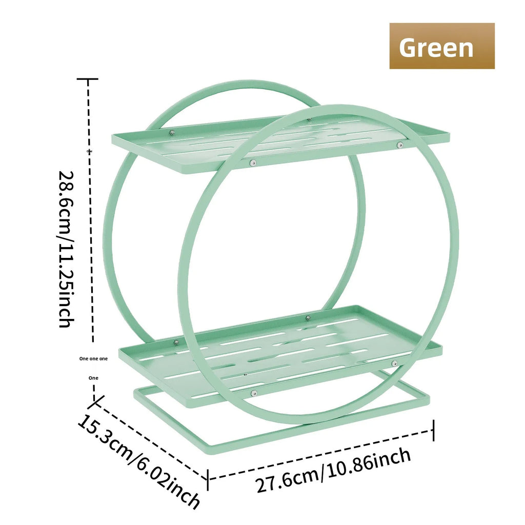 Cosmetics Storage Rack, Tabletop Shelf, Wrought Iron Layered Rack, Dresser, Skin Care Products, Perfume Display Rack Oasis Select green