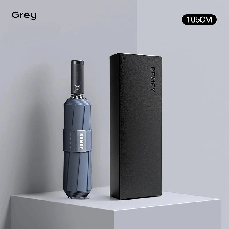 Fully Automatic Umbrella Enlarged Thickened and Reinforced Large Folding Umbrella for Heavy Rain Oasis Select Grey 105cm 10K full-fiber