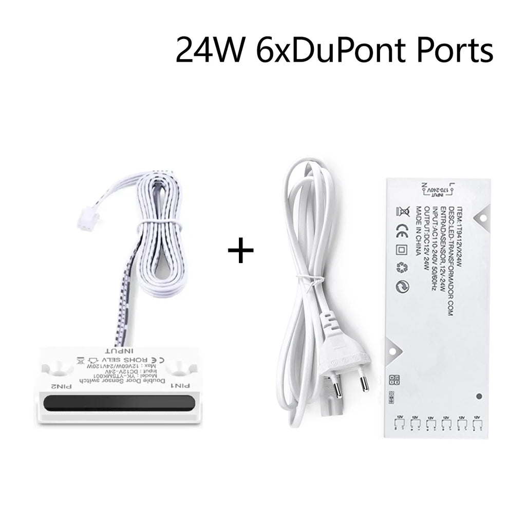 LED Supply Converter DC12V Lighting Drivers Transformer with 4-10PCS Dupont Ports,Door Double Side Proximity Sensing Swtich Oasis Select 24W-6 DuPont Ports EU Plug