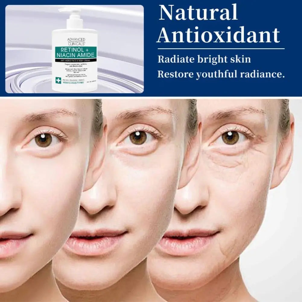 444ml Advanced Clinicals Retinol + Niacinamide Anti-Aging Cream Face & Body Vegan Cruelty-Free, With Aloe Vera & Shea Butter Oasis Select