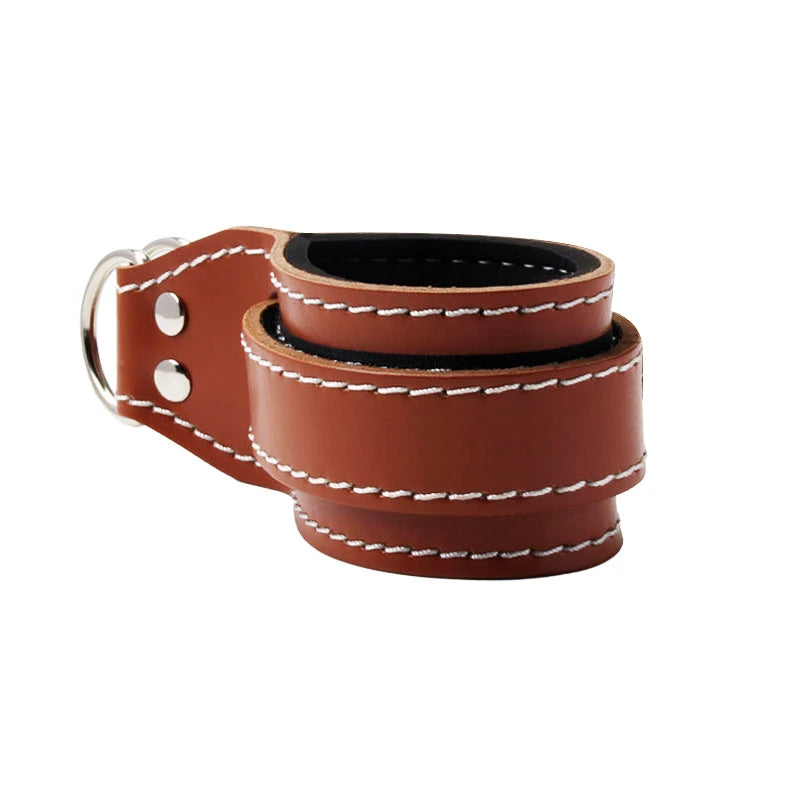 Cowhide Leather Ankle Straps – Adjustable D-Ring Gym Cuffs