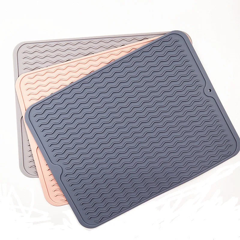 Silicone Water-draining Mat Water-patterned Placemat Foldable Table Mat Tableware Mat, Wine Glass Nordic Simple Dining Mat Oasis Select