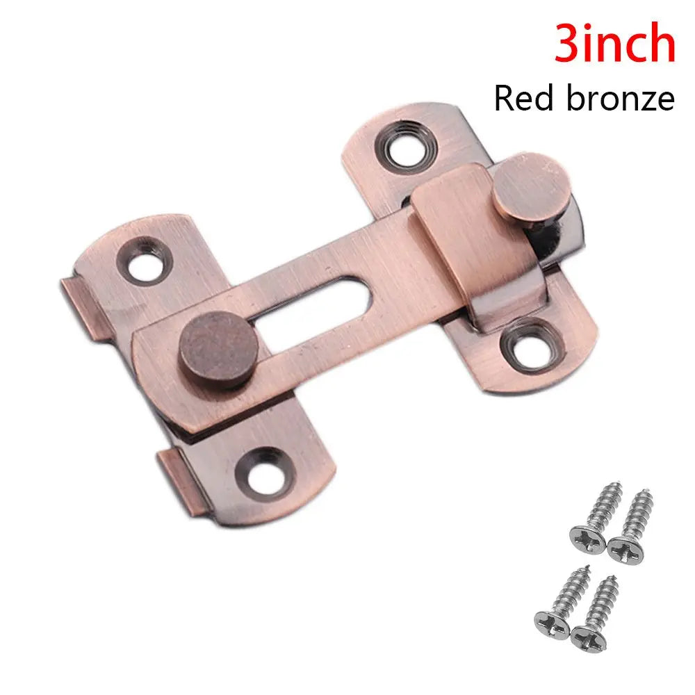 Stainless Steel Straight Lock Buckle Security Hasp Door Bolt Cabinet Catches Window Catch Lock Silent Gate Buckle Padlock Clasp Oasis Select 3inch-red bronze