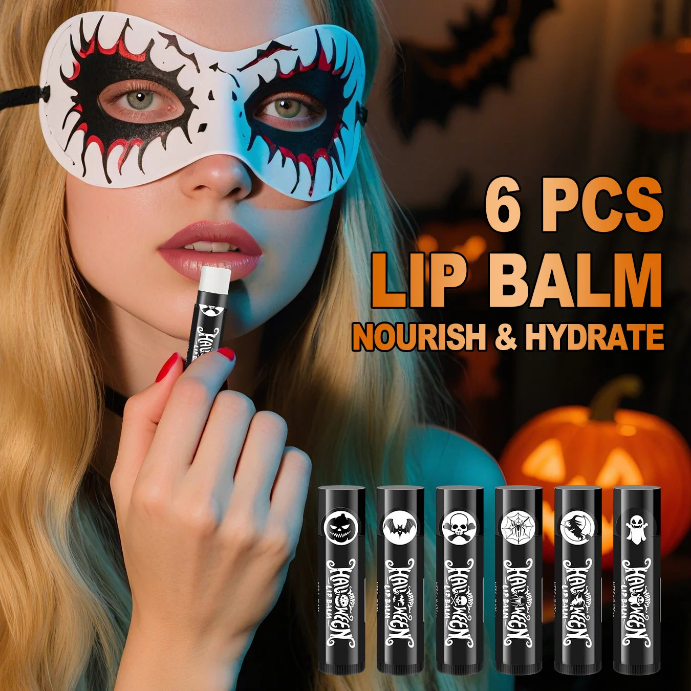 24PCS Halloween gift set (6 hand creams+6 lipstick) Each set includes a Halloween card and gift yarn bag Oasis Select