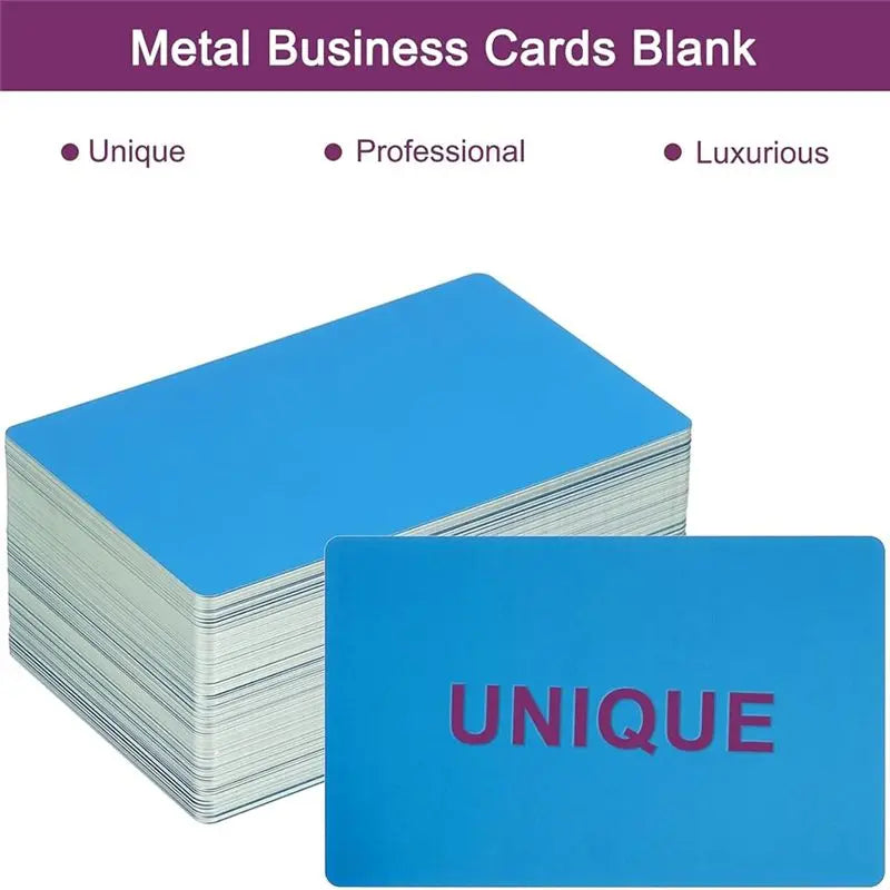 LIKE WISH 150Pcs Metal Business Card Blanks,1/64In Thick 3.4 X 2In Aluminum Laser Engraving Material For DIY Business Cards Oasis Select