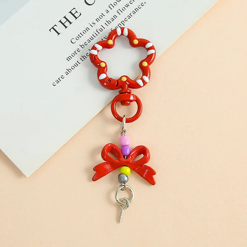 5pcs Candy Color Metal Metal Lanyard Snap Hook Lobster Clasp Bow Charms with Screw Eye Pins for DIY Keychain Crafts Jewelry Make Oasis Select Red