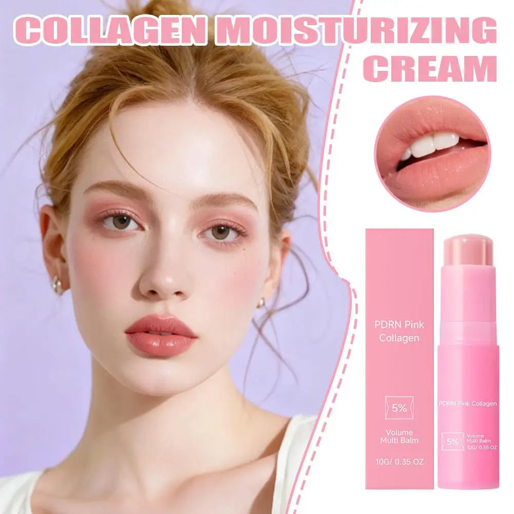 Collagen Pink Multi Balm Stick Deep Hydrating Moisturizing Wrinkle Bounce Lifting Facial Cream Korean Skin Care & Makeup Base Oasis Select
