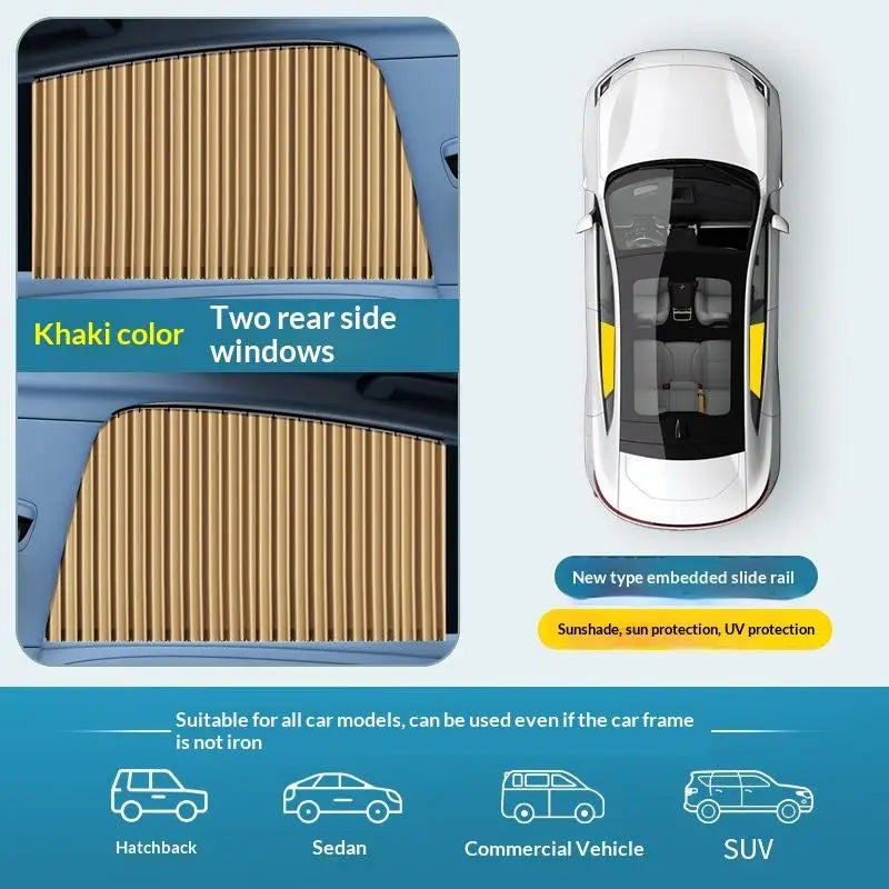 2pcs Universal Car Sun Shade Side Window Curtain Auto Foldable Uv Protection Black Pure Cloth Sun Visor Blinds Cover Car-Styling Oasis Select F