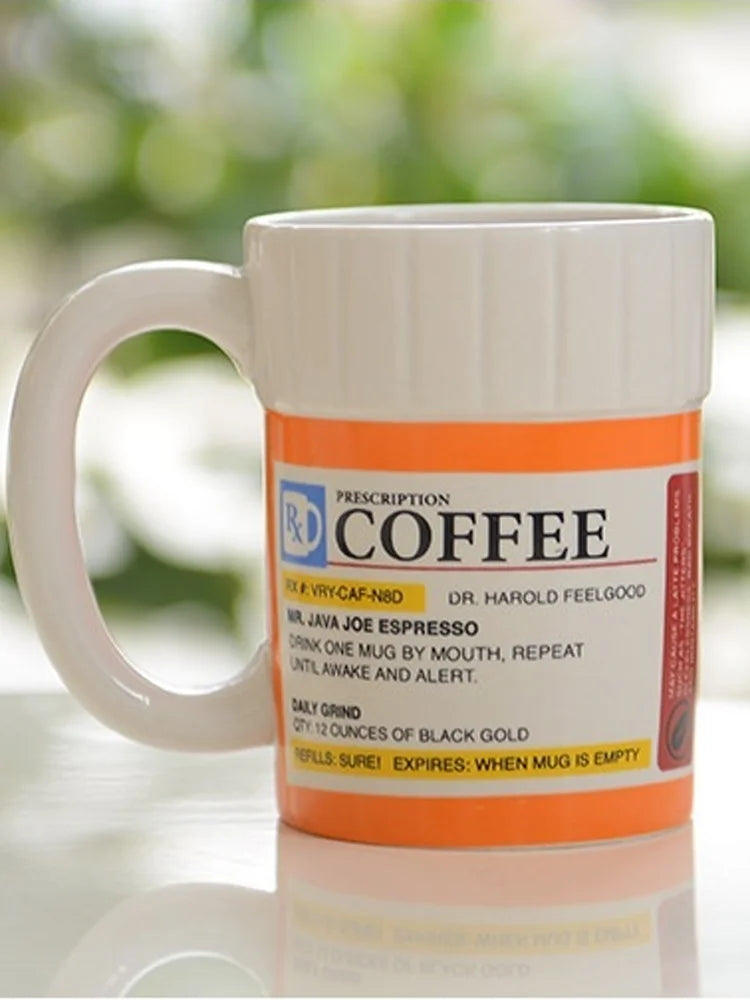 Creative Ceramic Coffee cup Medicine Bottle Mug Breakfast Milk Pot Office Tea Set espresso cups Gift for Friends Families Oasis Select coffee mug 301-400ml