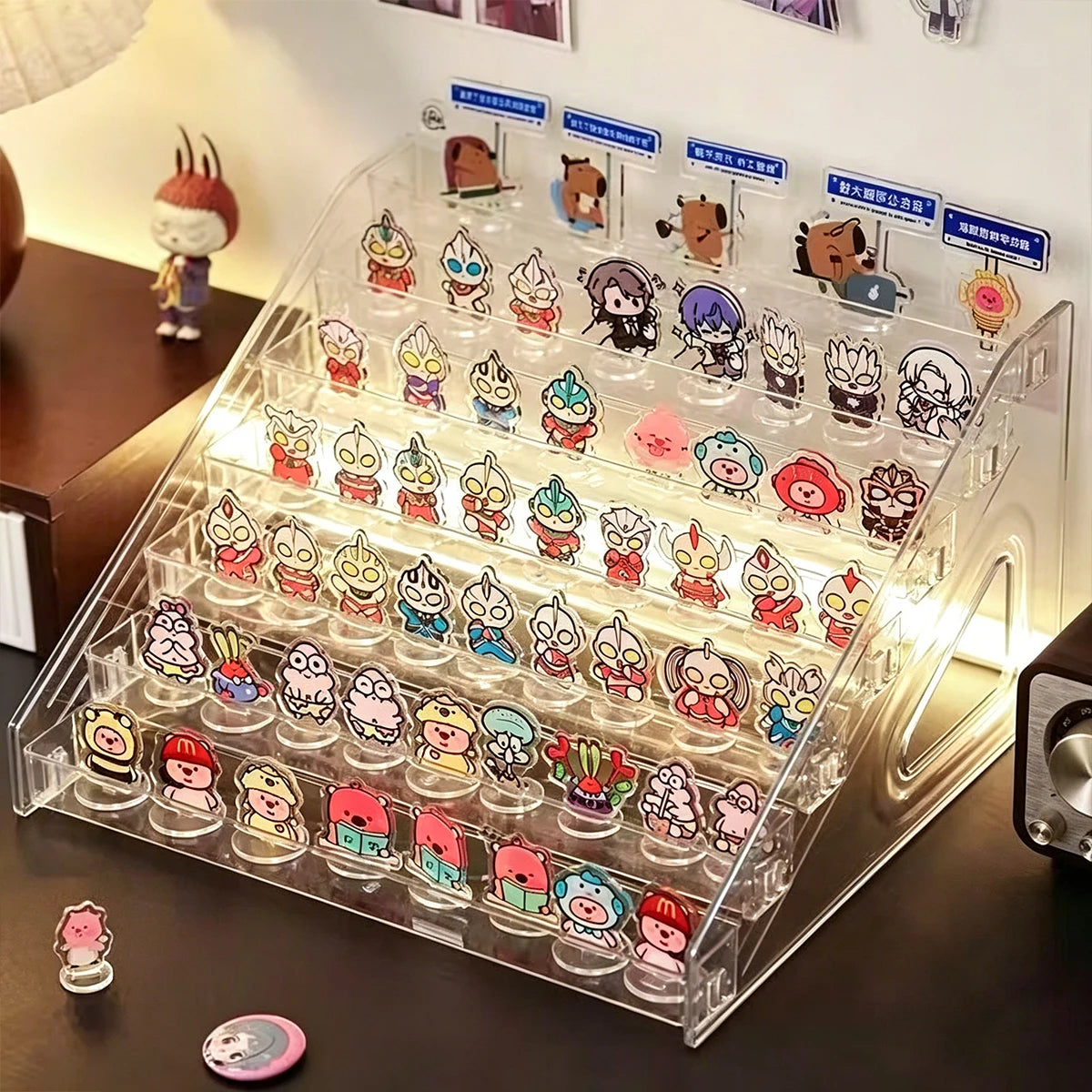 1pc Transparent Acrylic Standing Sign Ladder Display Rack Suitable for Anime Brand/Blind Box/Jewelry Storage Display Rack Oasis Select