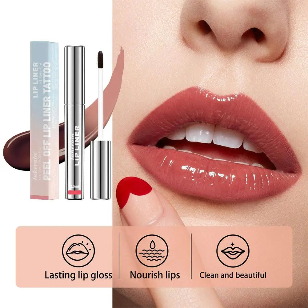 Waterproof Lip Liner Peel Off Tattoo Lipgloss Waterproof Long Lasting Matte Lip Tint Brown Contour Tear-off Lips Stain Cosmetic Oasis Select