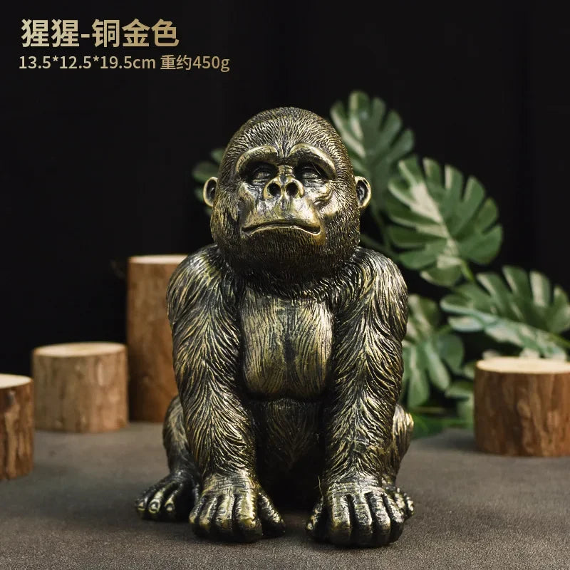 Black Gold Gorilla King Kong Statue Resin Crafts Antique Gorilla Desk Ornament Handmade Animal Figurine Living Room Bedroom Oasis Select gold