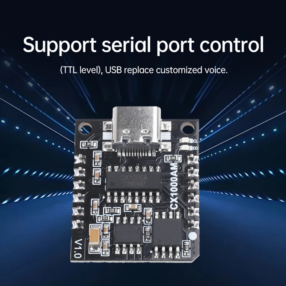 CX1000AM Voice Chip Module Serial MP3 Microcontroller Control Triggers Voice Broadcast Custom Audio Module DC3.3~5.2V Oasis Select