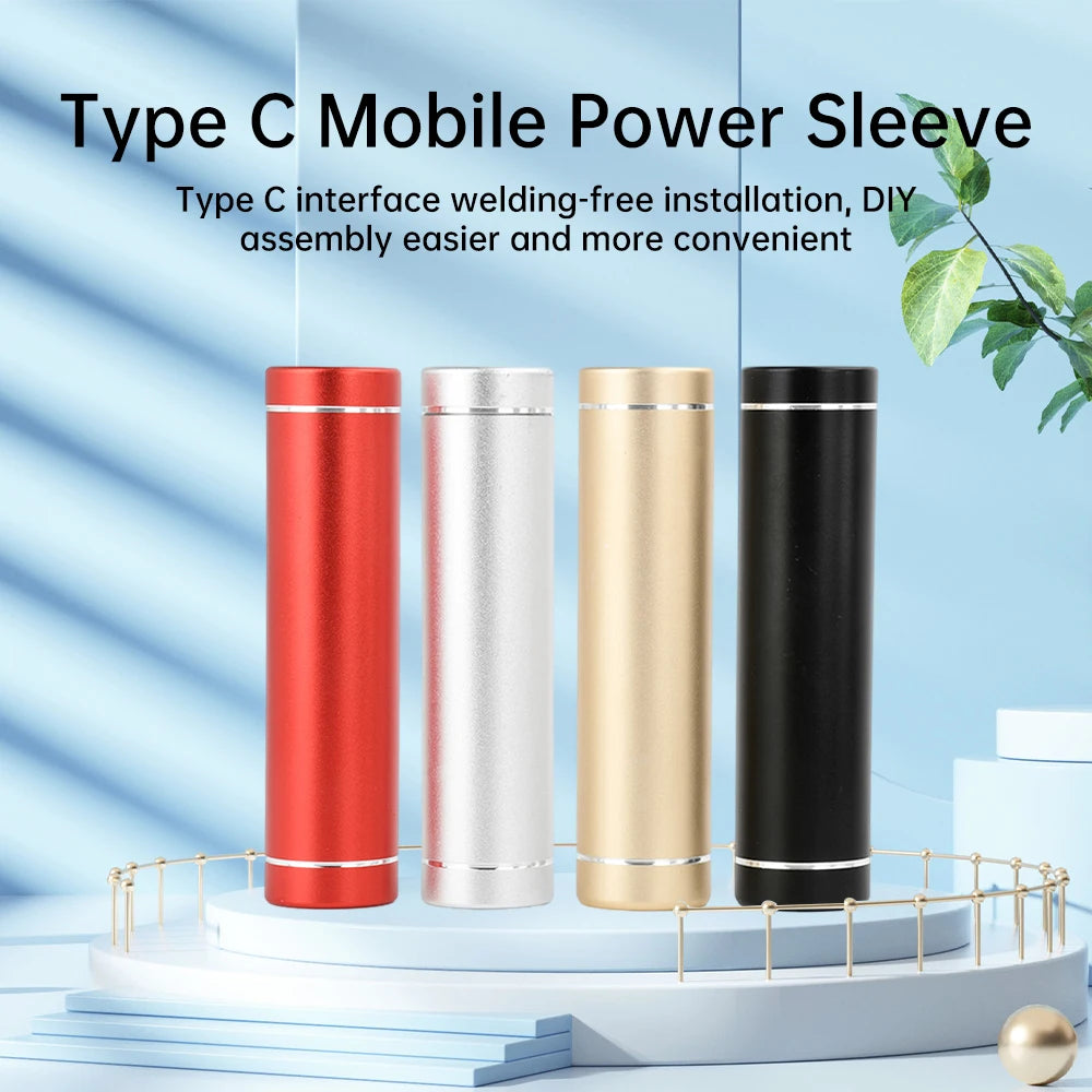 18650/21700 Power Bank Case Kit Cylindrical Aluminum Alloy Welding-Free Type C Mobile Power Supply Kit 5V2A fast charge Oasis Select