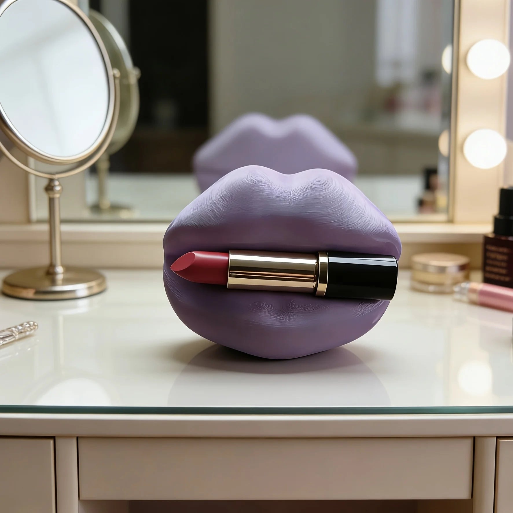 Sexy Lip Shaped Lipstick Holder Creative 3D Printing Lipstick Stand Desk Organizers for Makeup Brushes Lip Aesthetic Decor Gifts Oasis Select