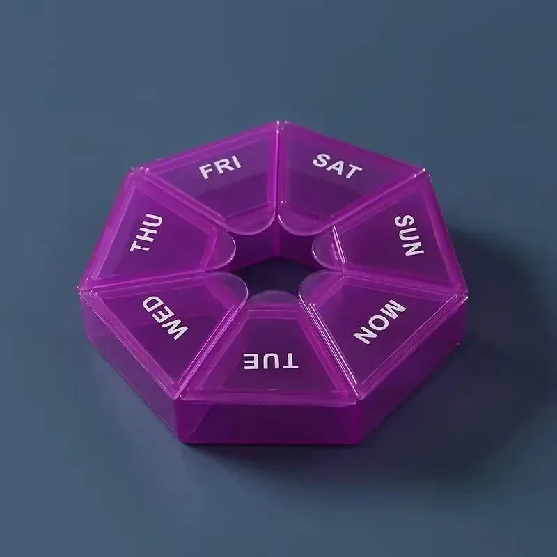 1/2/3pcs Portable Mini Seven Days Small Pill Box One Week Seven Days A Week Pill Organizers Multifunctional Medicine Case Oasis Select 1pcs-Purple
