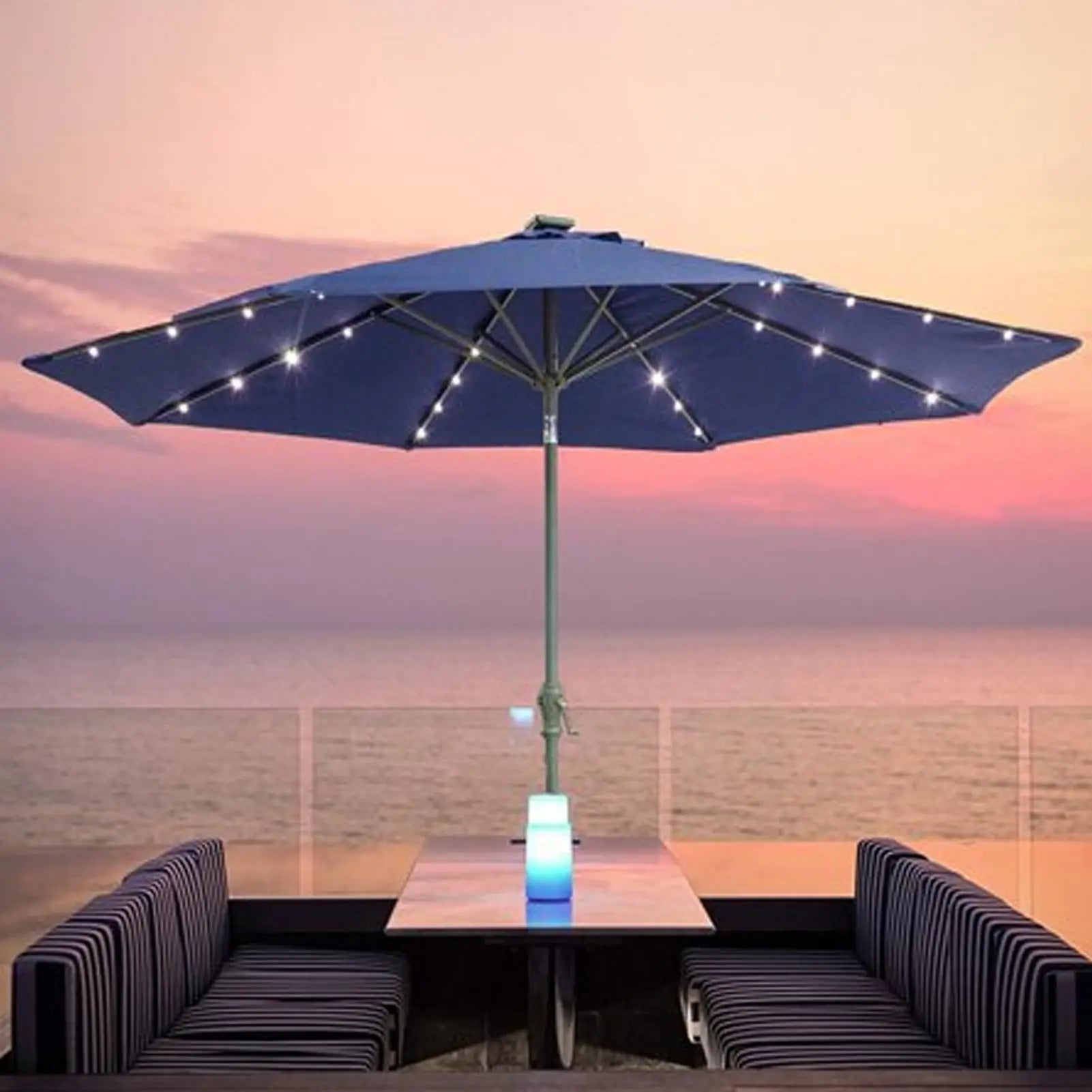 Umbrella Light Solar Operated Outdoor Parasol Lamp Waterproof String Light With 8 Brightness Modes Solar Powered Parasol Light Oasis Select