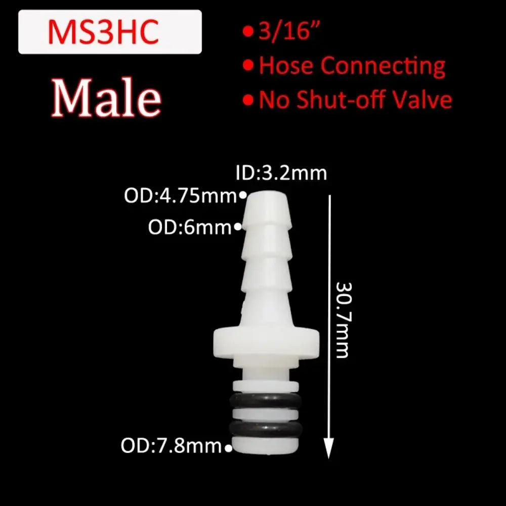 1Pc Disconnect Fitting Coupling Hose Joint Tube Connector Male Female Hose Barb Valved S-series 3/16 1/4 Quick Coupler Oasis Select MS3HC