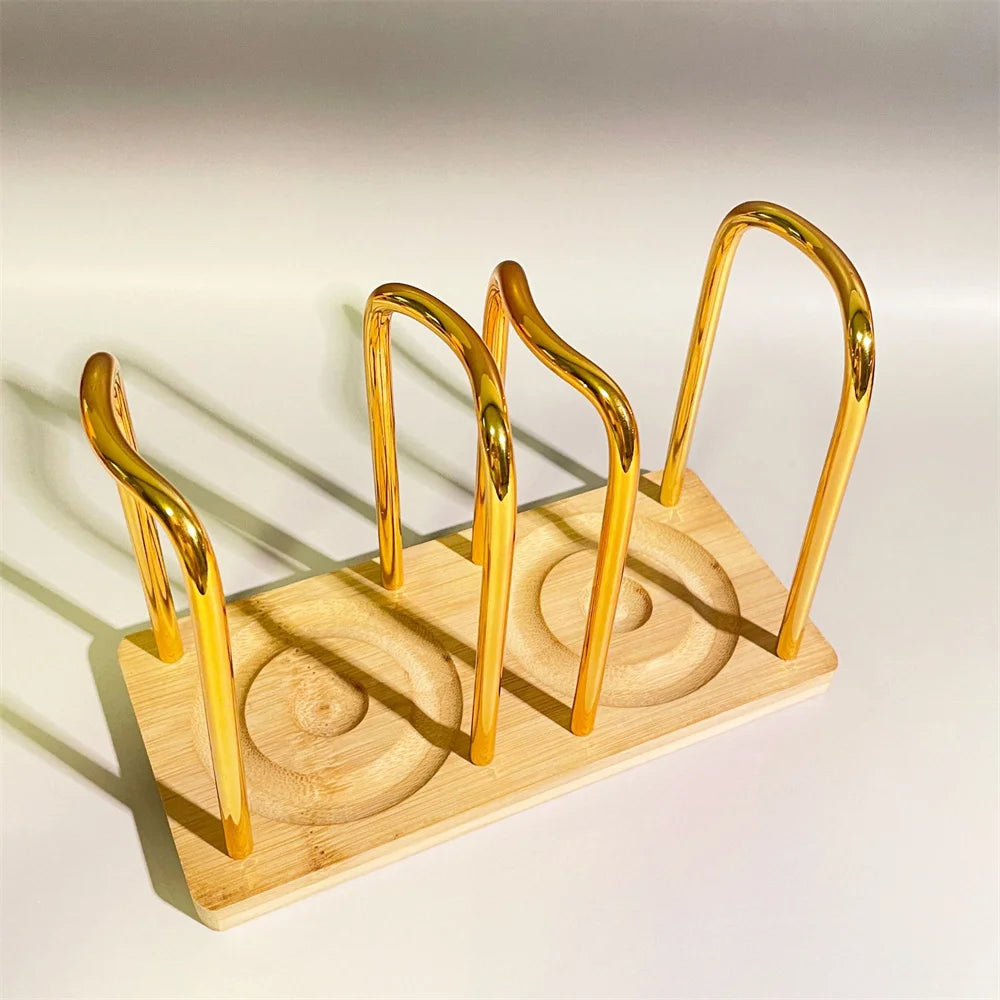 Disposable Cup Storage Holder Wooden Water Cups Dispenser Rack Shelf with Longer Stick Tableware Organizer for Restaurants Bar Oasis Select Gold 2