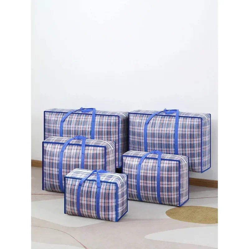 1PC foldable moving bag Large capacity woven bag snakeskin bag Waterproof portable mobile bag blue Oasis Select