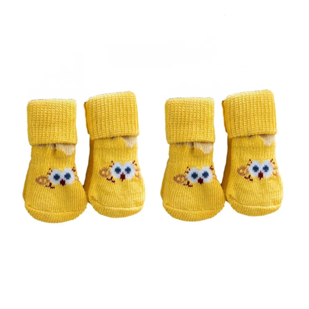 4-Pack Cartoon Anti-Slip Pet Socks for Dogs & Cats | S/M/L