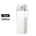 1pcs Milk Carton Water Bottle Transparent Plastic Square Milk Orange Juice Tea Container Box Sport Cup for Sports Travel Camping Oasis Select black 500-1000ml