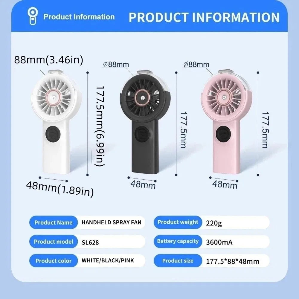 Portable Cooling Spray Fan Durable Low Noise Mini Cooling Fans Rechargeable Water Cooling Small Personal Cooling Fans Outdoor Oasis Select