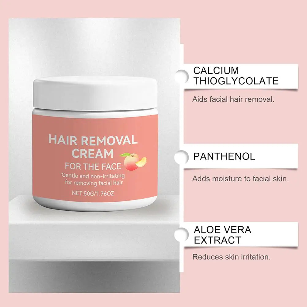 Facial Hair Removal Cream, Natural Aloe Vera Quick Gentle Fast-Acting Hair Remover Cream for Face & Lip, Moisturizing & Soothing Oasis Select