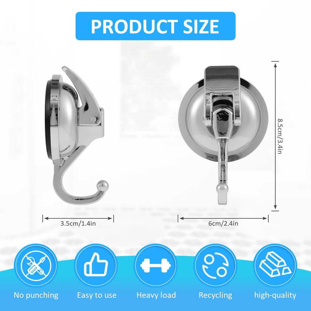 2PCS Heavy Duty Suction Cup Hooks,Strong Vacuum Shower Hooks for Bathroom Kitchen, No Drill Wall Hangers Super Suction Wall Hook Oasis Select
