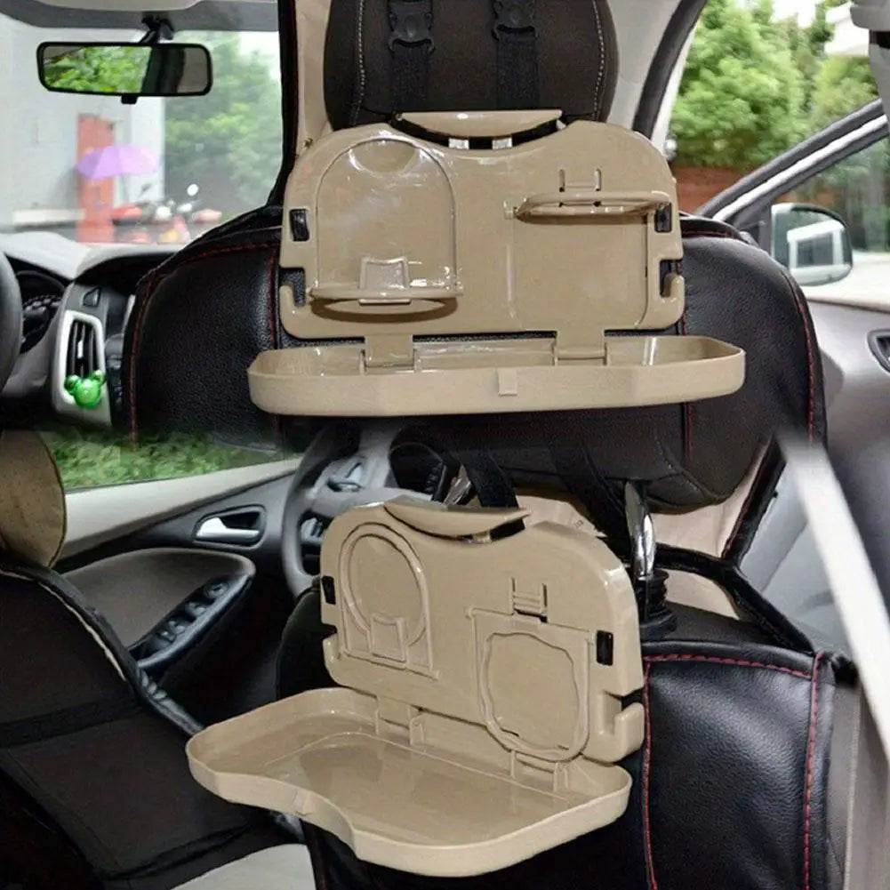 Foldable Car Backseat Tray Table with Cup Holder & Storage