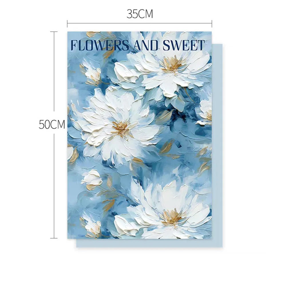 Valentine's Day 3D Oil Painting Wrapping Paper, Korean Wrapping Paper For Flowers , Handmade DIY Materials, Kraft Paper Sheets Oasis Select Blue