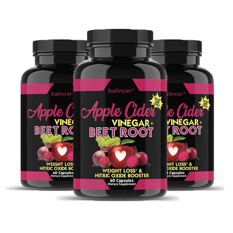 Beetroot & Apple Cider Vinegar Capsules | Immune, Detox & Weight Herbal Supplement Capsules Oasis Select 60 count-3 bottle