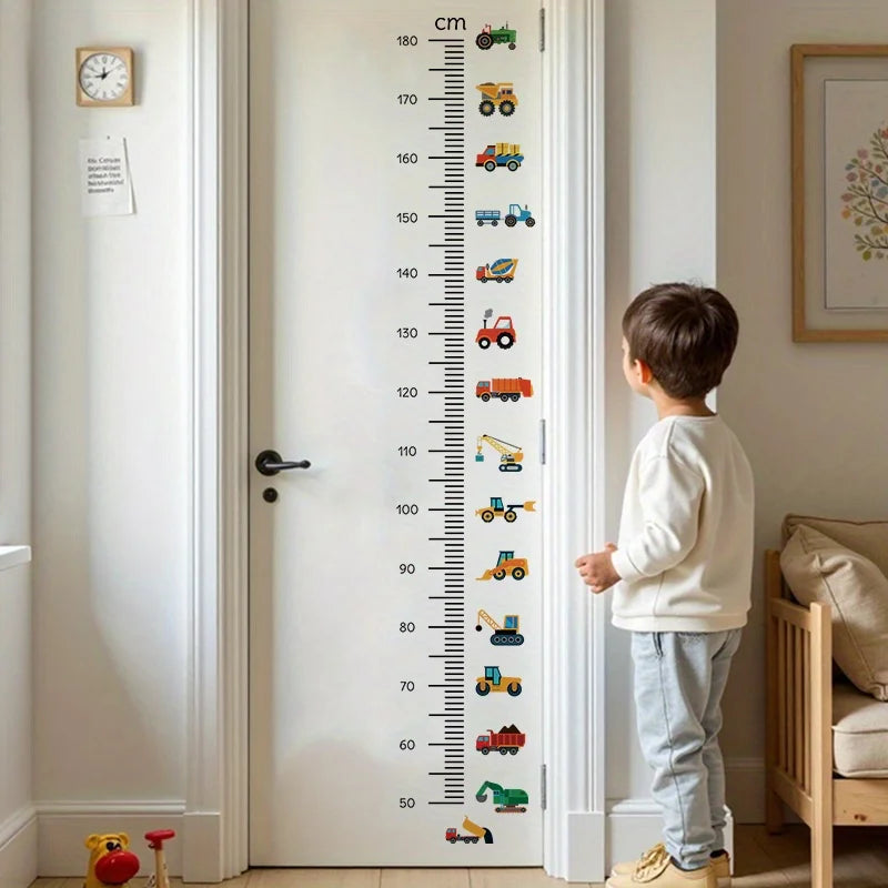 Height Stickers Construction Vehicle Tower Crane for Kids Room Kindergarten Baby Measuring Height Ruler Wall Stickers Boys Gift Oasis Select