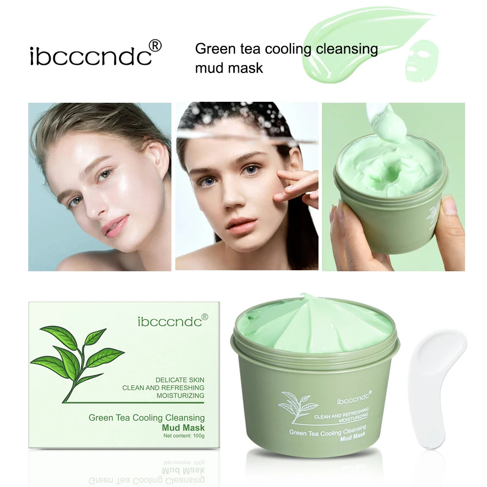 Green Tea Mud Mask Natural Skincare Deeply Cleansing Pore Nourishing Clay Face Mask Face Skin Care Cleaner 100g Oasis Select