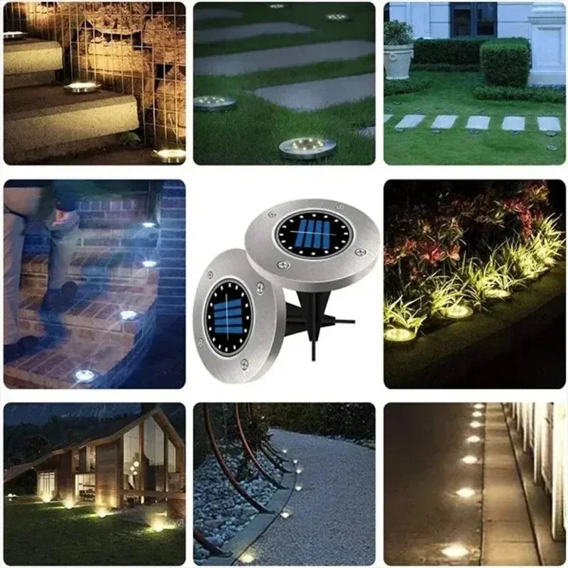 4 Pcs Solar Power Disk Light Outdoor Garden Solar Underground Light Deck Light Spotlight Buried Solar Led Lamp Oasis Select