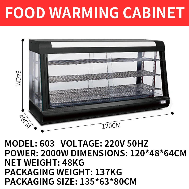 2000W 3-Tier Commercial Food Warmer Display Cabinet LED Lit