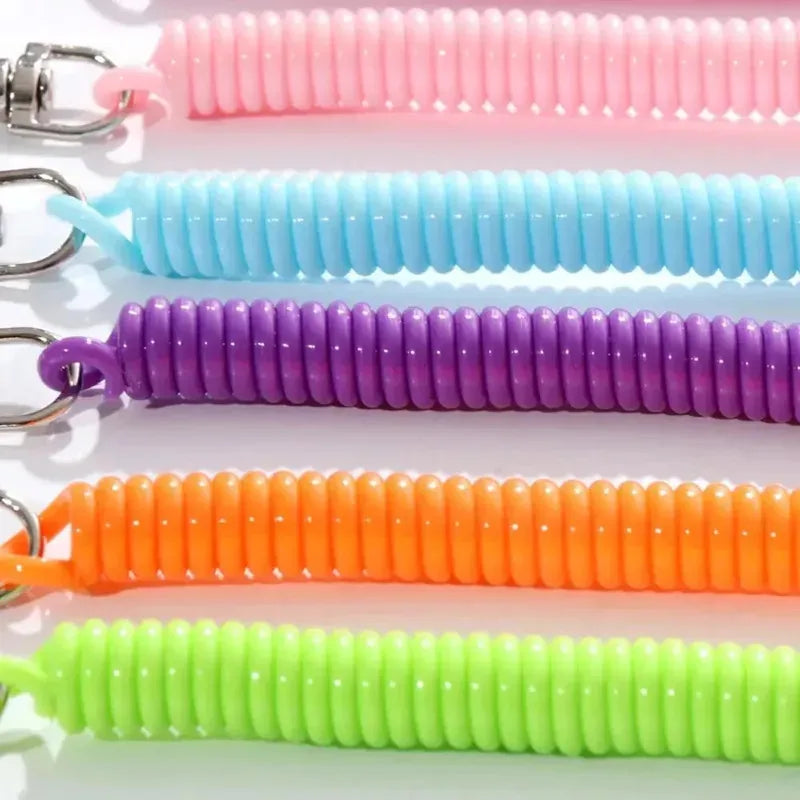 1/3pcs Elastic Wristband Spring Lanyard Key Cord Clasp Spiral Stretch Keychain Security Gear Elastic Ropes Spring Rope Key Ring Oasis Select
