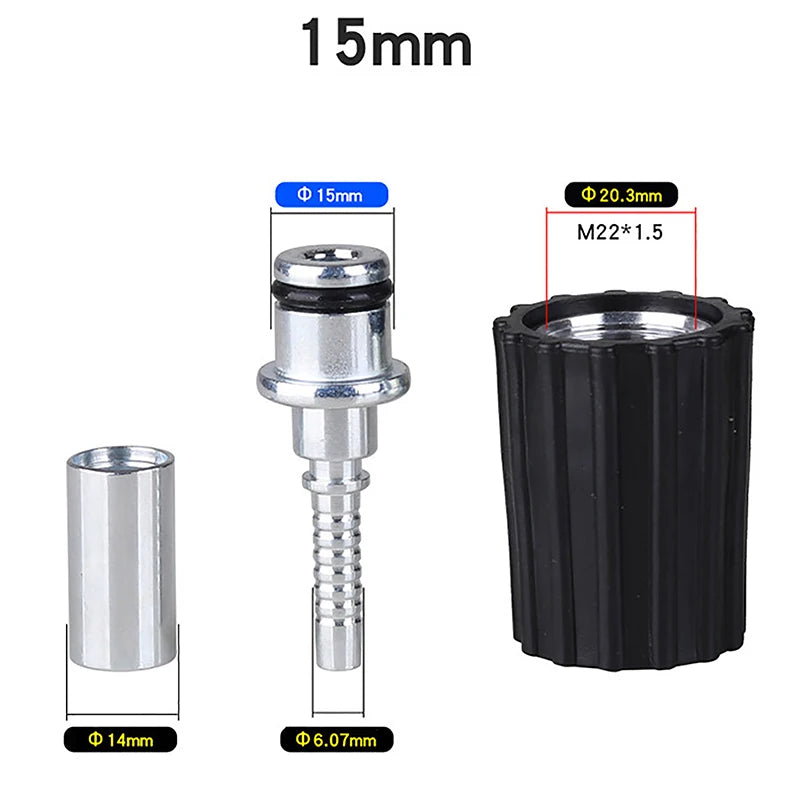 High Pressure Washer Hose Insert Fittings D14 D15mm Ring Nut M22 Car Washer Water Cleaning Hose Pipe Fitting Twist Connector Oasis Select