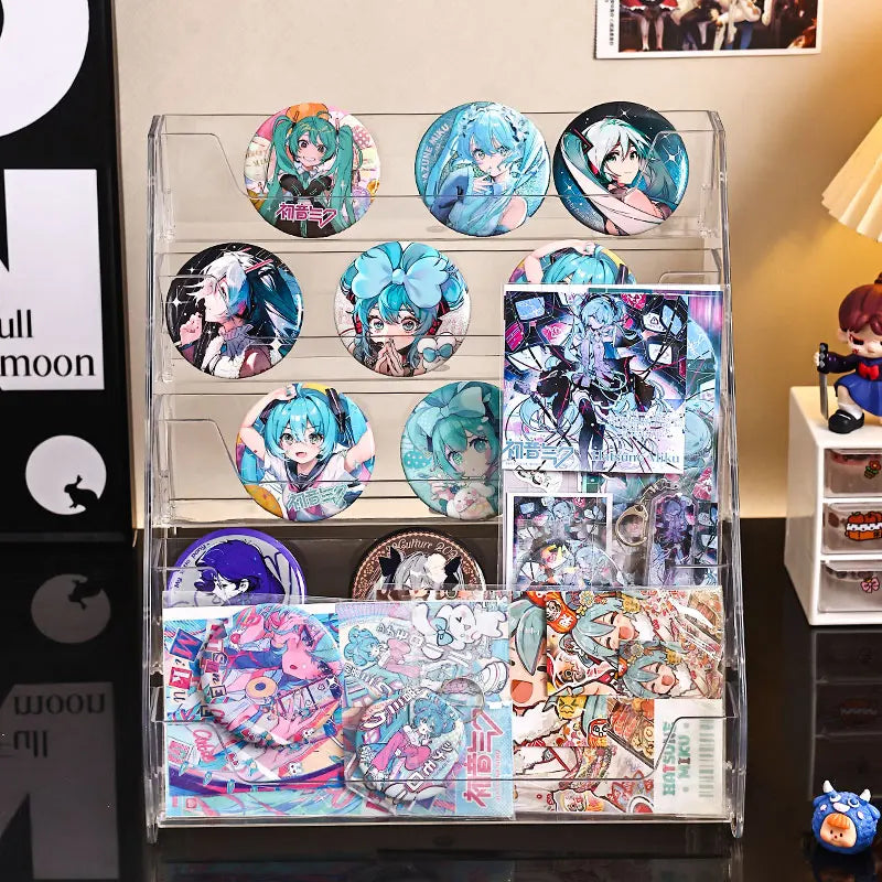 1pc stepped acrylic badge display rack, transparent desktop storage rack suitable for anime bars cards jewelry accessories Oasis Select
