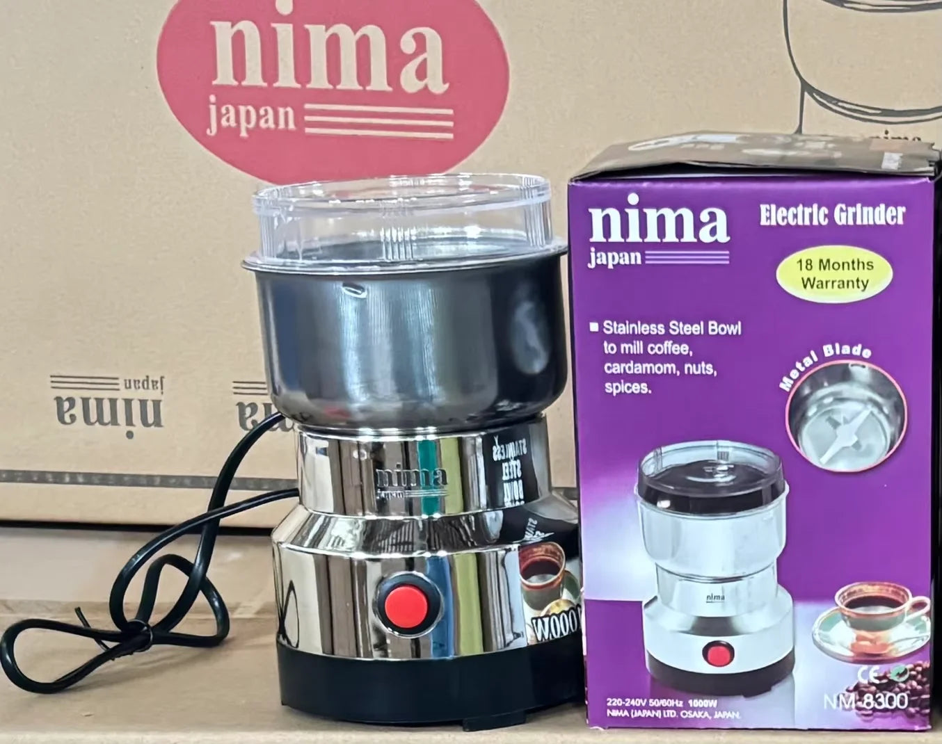 Mini Electric Grinder 300ml Ultrafine Pulverizer for Baby Food Coffee Spice Pepper Grain Mill with 2/4 Blades Household Use Oasis Select Light Grey EU