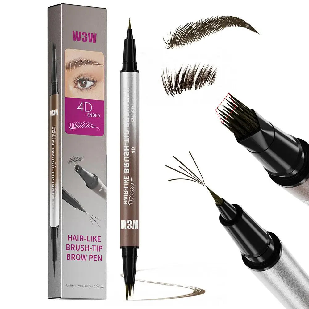 Hair Like 4D Micro Sculpting Eyebrow Pencil Dual Ended Multiple Prong Long Lasting Non Smudged Eyeliner Makeup Oasis Select BLACK BROWN