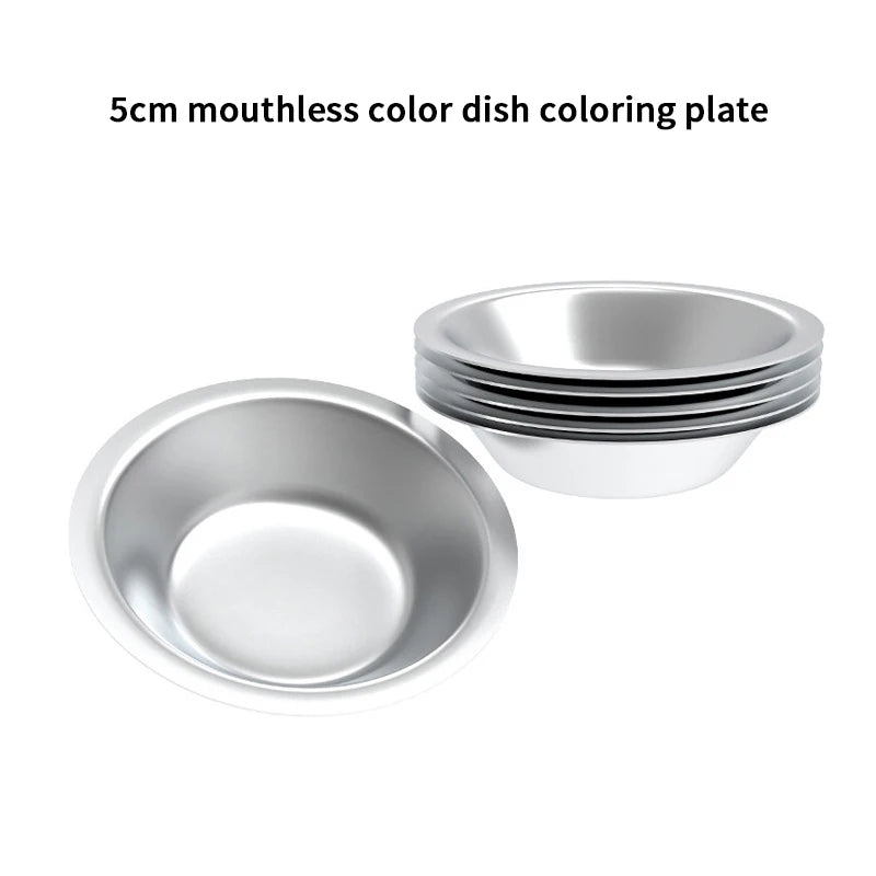 10Pcs Makeup Palette Stainless Steel Small Round Paint Tray Artist Watercolours Paint Mixing Palette Tray For Artist Oasis Select A1
