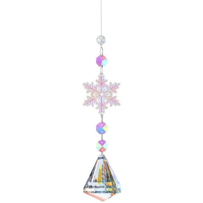 Creative Christmas Colorful Snowflake Pendant Acrylic Glass Rainbow Light Shadow Window Christmas Tree Decoration Oasis Select D