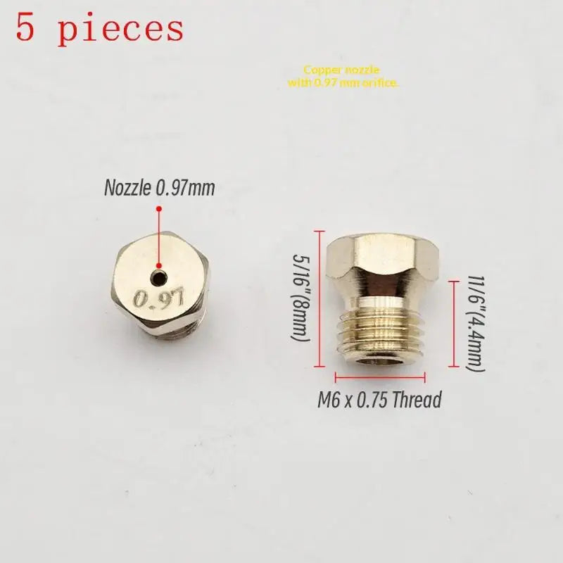 5PCS Burner Gas Hob LPG- Conversion Kits Jets 50 65 70 87 95 Brass Nozzle For Gas Stove Brass Nozzle Propane Injector Oasis Select A12