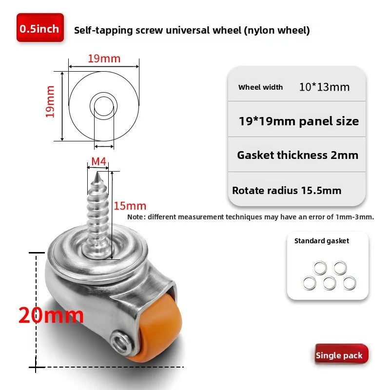 4PCS Car Swivel Casters 360 Degrees Heavy Duty Wheel Caster 0.5 Inch Wear Resistant Mute Heavy Trolley Wheels Red Swivel Castor Oasis Select 4pcs F