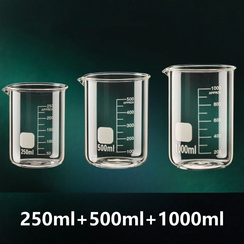 50-1000ml Combination Set High Borosilicate Glass Measuring Cup Clear Scale Cup Laboratory Beaker Kitchen Baking Measuring Mugs Oasis Select Set-4