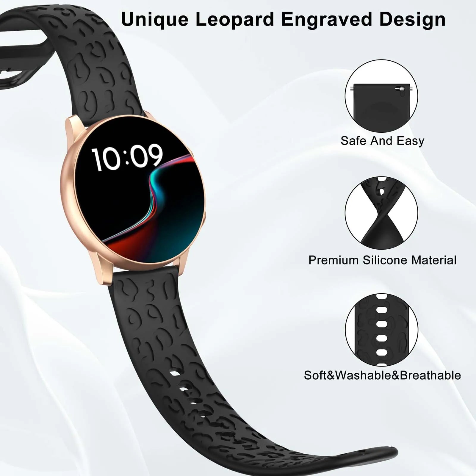 20mm Leopard Silicone Watch Band for Amazfit & Huawei GT Silicone Watch Band Oasis Select