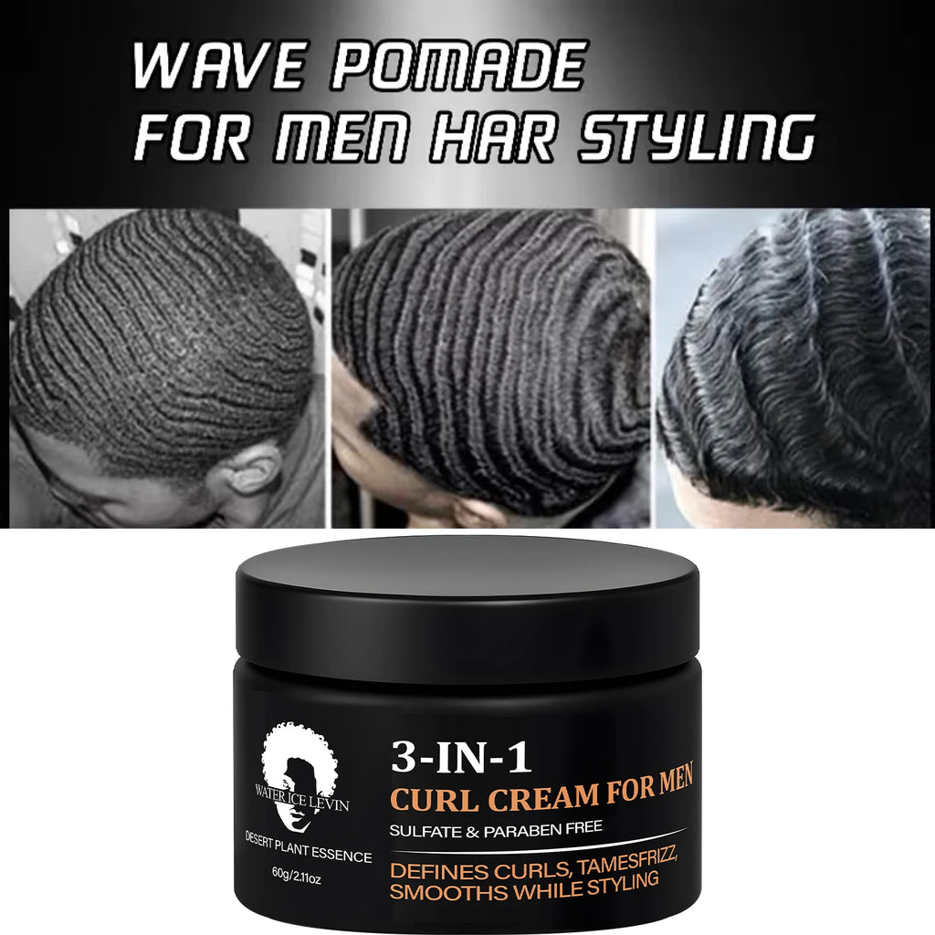 3-in-1 Curl Cream for Men, Sulfate & Paraben Free, Defines Curls & Tames Frizz, Smooth Styling Cream. Oasis Select